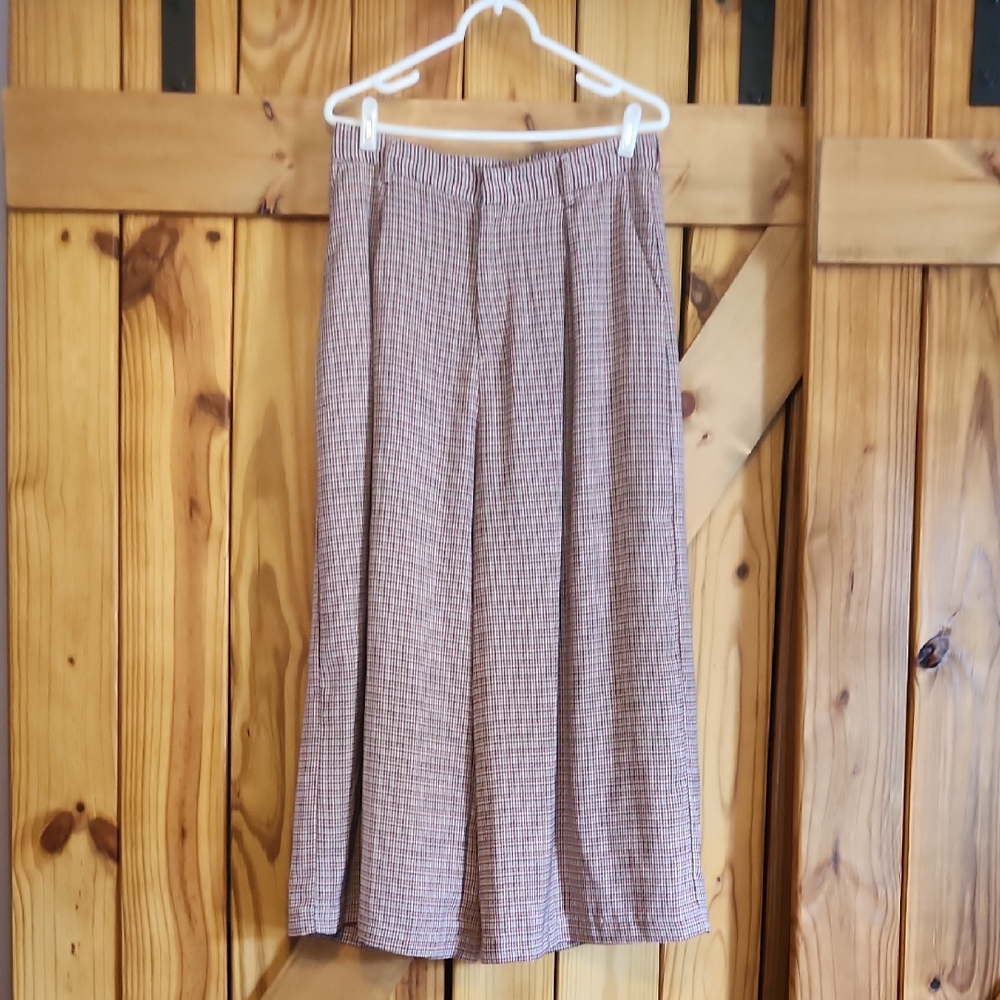 Houndstooth Pleated Wide Leg Pants